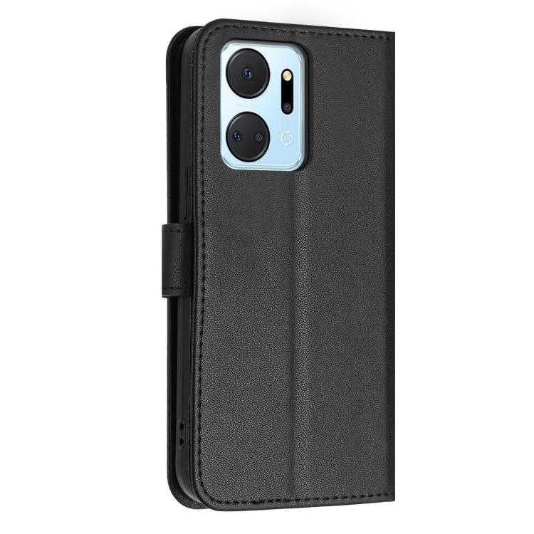 For Honor X7a 4G / Play7T 5G Glitter Butterfly Zipper Vegan Leather Phone Case with Wrist Strap