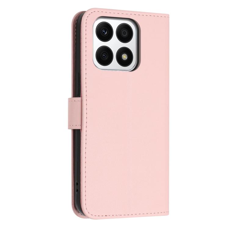 For Honor X8a 5G / X8 5G Global Glitter Butterfly Zipper Vegan Leather Phone Case with Wrist Strap