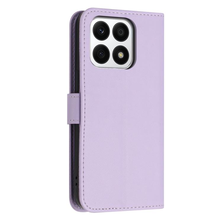 For Honor X8a 5G / X8 5G Global Glitter Butterfly Zipper Vegan Leather Phone Case with Wrist Strap