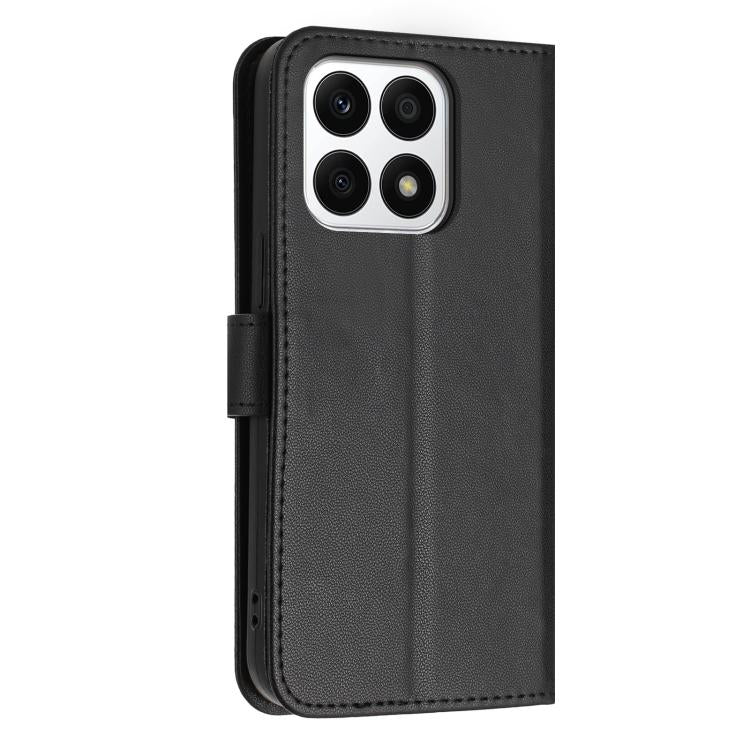 For Honor X8a 5G / X8 5G Global Glitter Butterfly Zipper Vegan Leather Phone Case with Wrist Strap