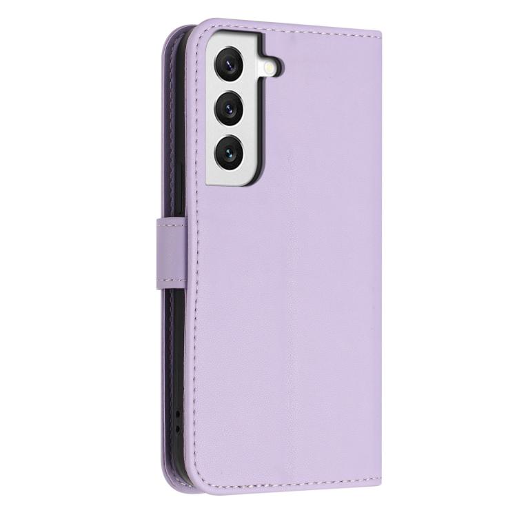 For Galaxy S22+ 5G Glitter Butterfly Zipper Vegan Leather Phone Case with Wrist Strap