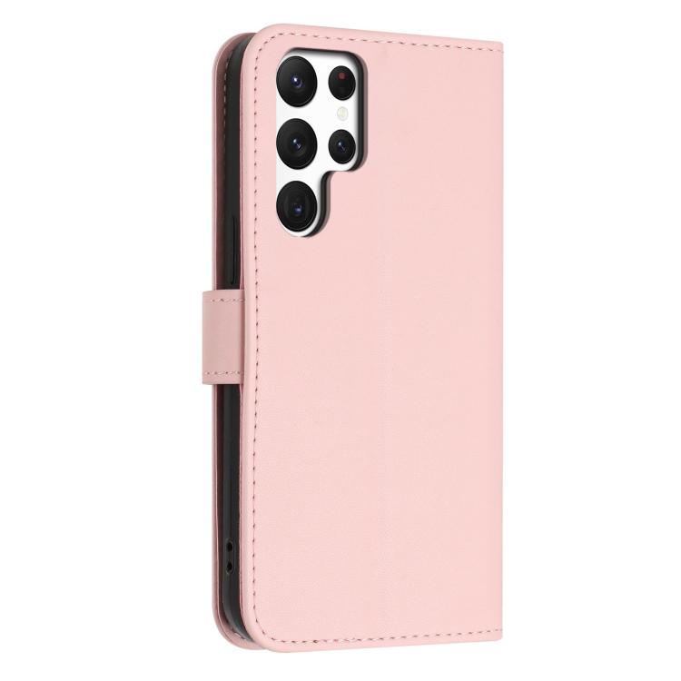 For Galaxy S23 Ultra 5G Glitter Butterfly Zipper Vegan Leather Phone Case with Wrist Strap