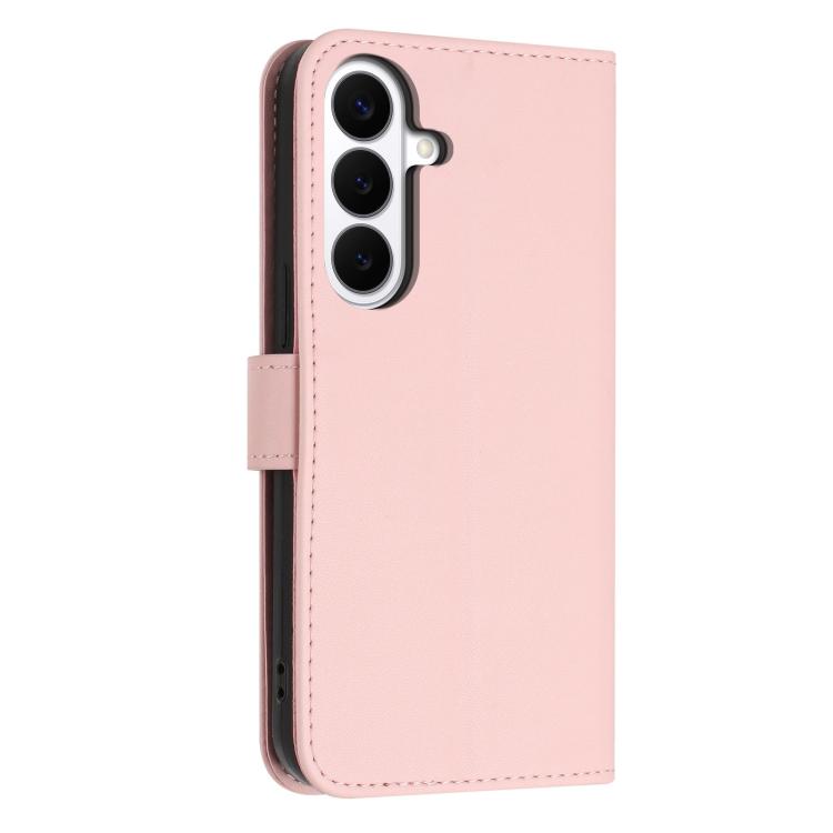For Galaxy S26+ 5G Glitter Butterfly Zipper Vegan Leather Phone Case with Wrist Strap