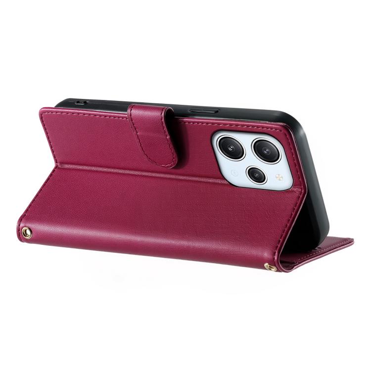For Redmi 12 / Note 12R / Poco M6 Pro 5G Cute Cats Magnetic Closure Vegan Leather Phone Case with Strap