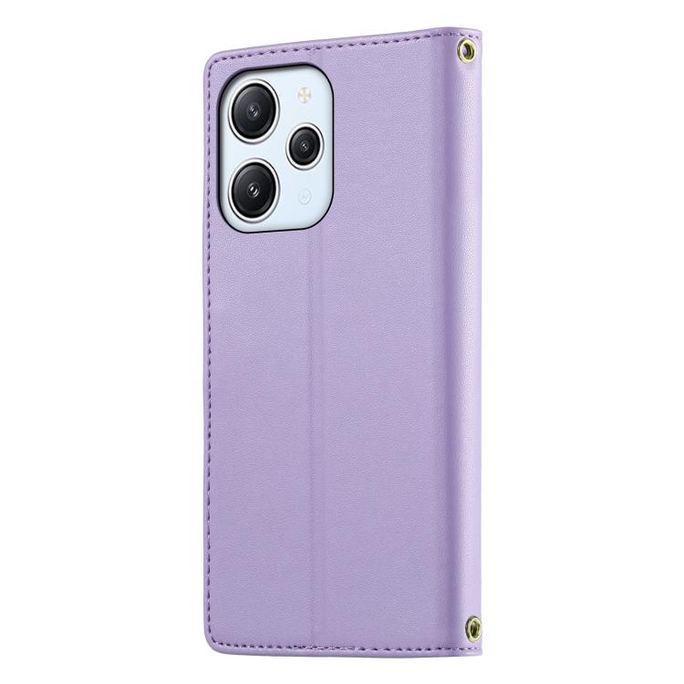 For Redmi 12 / Note 12R / Poco M6 Pro 5G Cute Cats Magnetic Closure Vegan Leather Phone Case with Strap