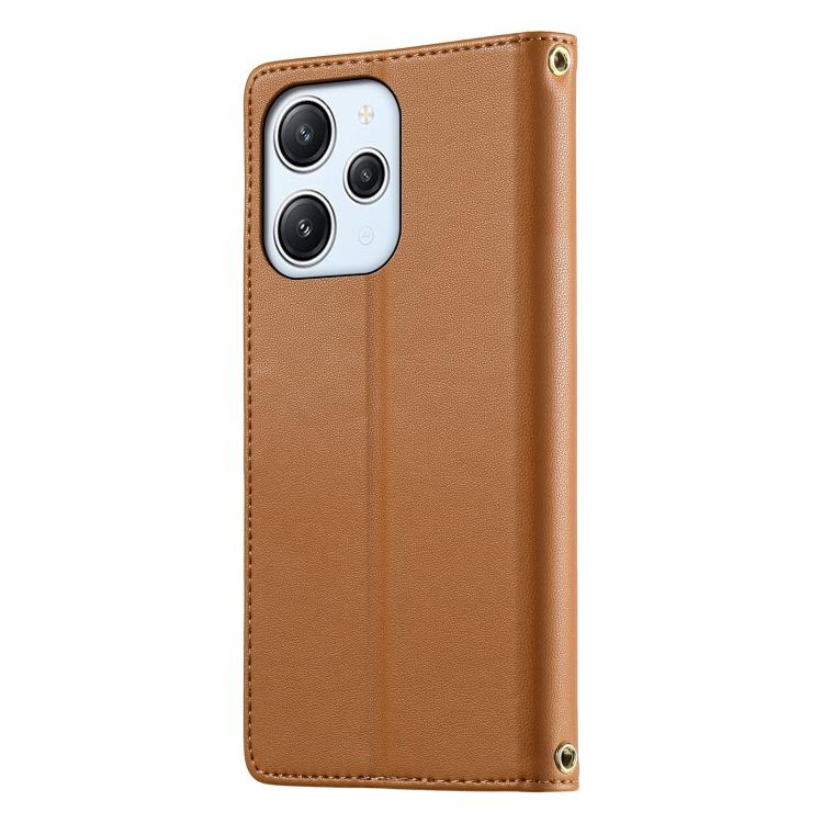For Redmi 12 / Note 12R / Poco M6 Pro 5G Cute Cats Magnetic Closure Vegan Leather Phone Case with Strap