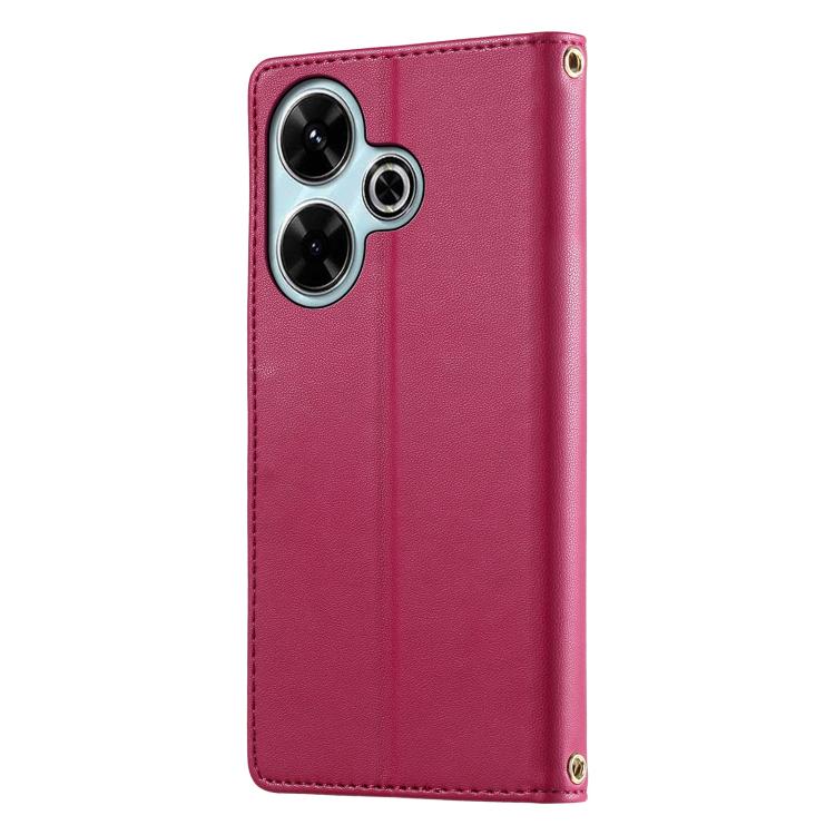 For Redmi 13 / Note 13R / Poco M6 4G Cute Cats Magnetic Closure Vegan Leather Phone Case with Strap