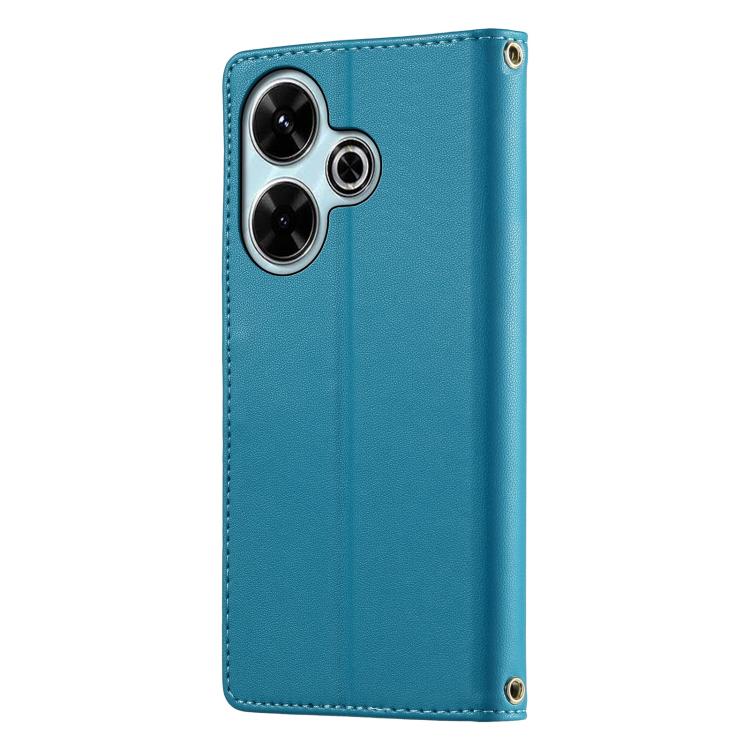For Redmi 13 / Note 13R / Poco M6 4G Cute Cats Magnetic Closure Vegan Leather Phone Case with Strap