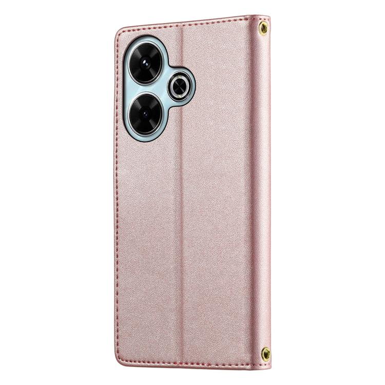For Redmi 13 / Note 13R / Poco M6 4G Cute Cats Magnetic Closure Vegan Leather Phone Case with Strap