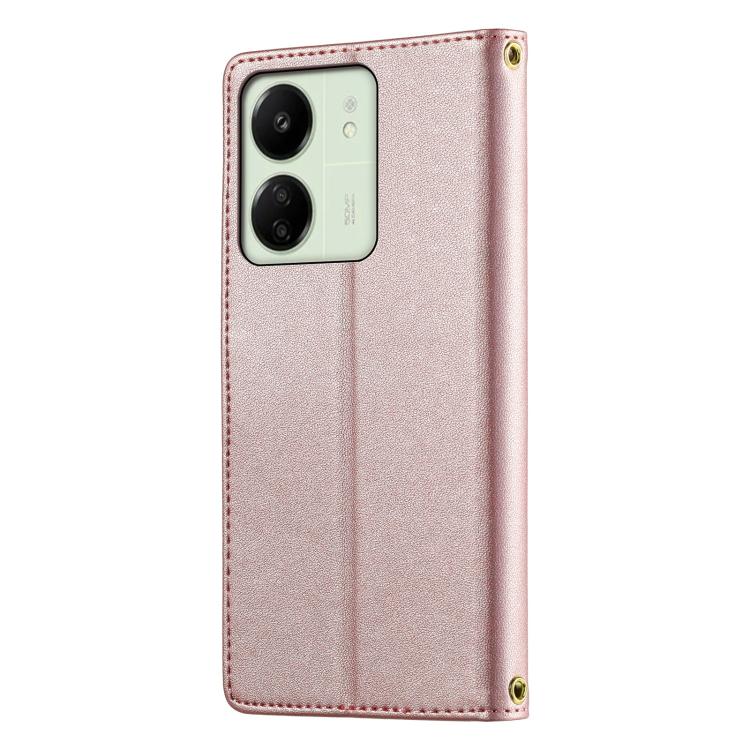 For Redmi 13C / Redmi 13R / Poco M6 5G Cute Cats Magnetic Closure Vegan Leather Phone Case with Strap