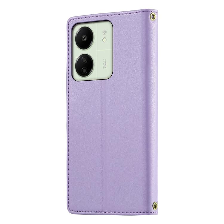 For Redmi 13C / Redmi 13R / Poco M6 5G Cute Cats Magnetic Closure Vegan Leather Phone Case with Strap
