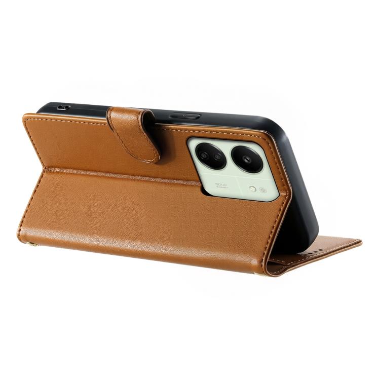 For Redmi 13C / Redmi 13R / Poco M6 5G Cute Cats Magnetic Closure Vegan Leather Phone Case with Strap