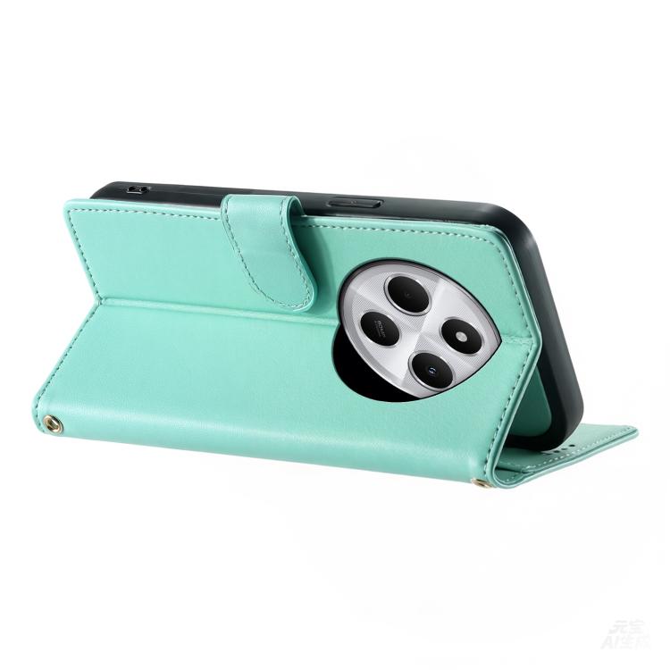 For Redmi 14C 4G / 14R / A4 5G Cute Cats Magnetic Closure Vegan Leather Phone Case with Strap