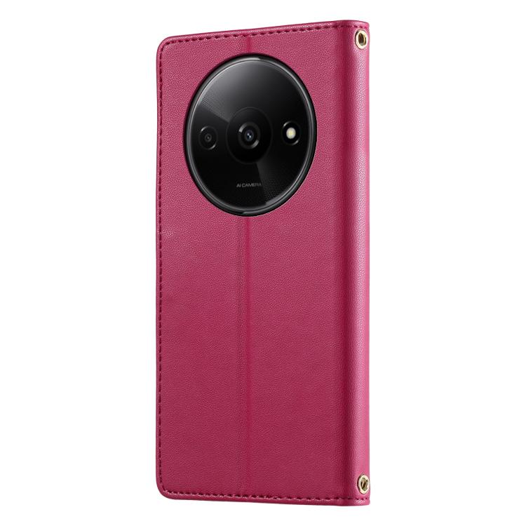 For Redmi A3 / Xiaomi Poco C61 Cute Cats Magnetic Closure Vegan Leather Phone Case with Strap