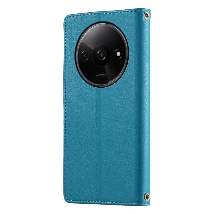 For Redmi A3 / Xiaomi Poco C61 Cute Cats Magnetic Closure Vegan Leather Phone Case with Strap