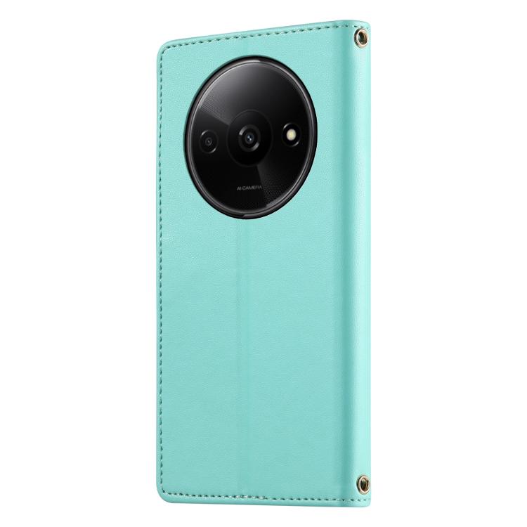 For Redmi A3 / Xiaomi Poco C61 Cute Cats Magnetic Closure Vegan Leather Phone Case with Strap