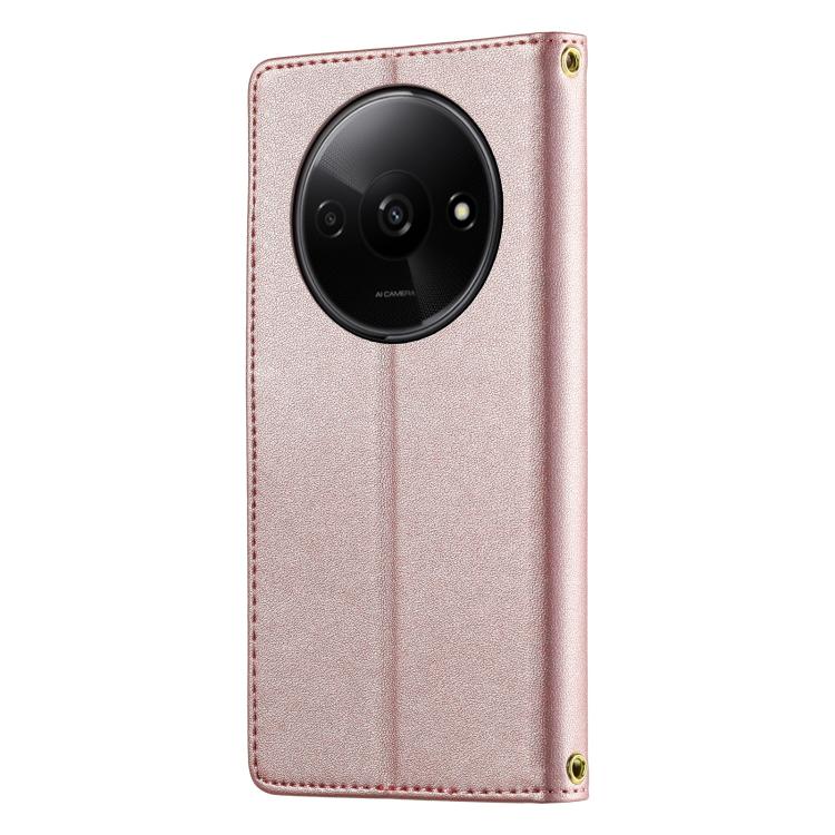 For Redmi A3 / Xiaomi Poco C61 Cute Cats Magnetic Closure Vegan Leather Phone Case with Strap