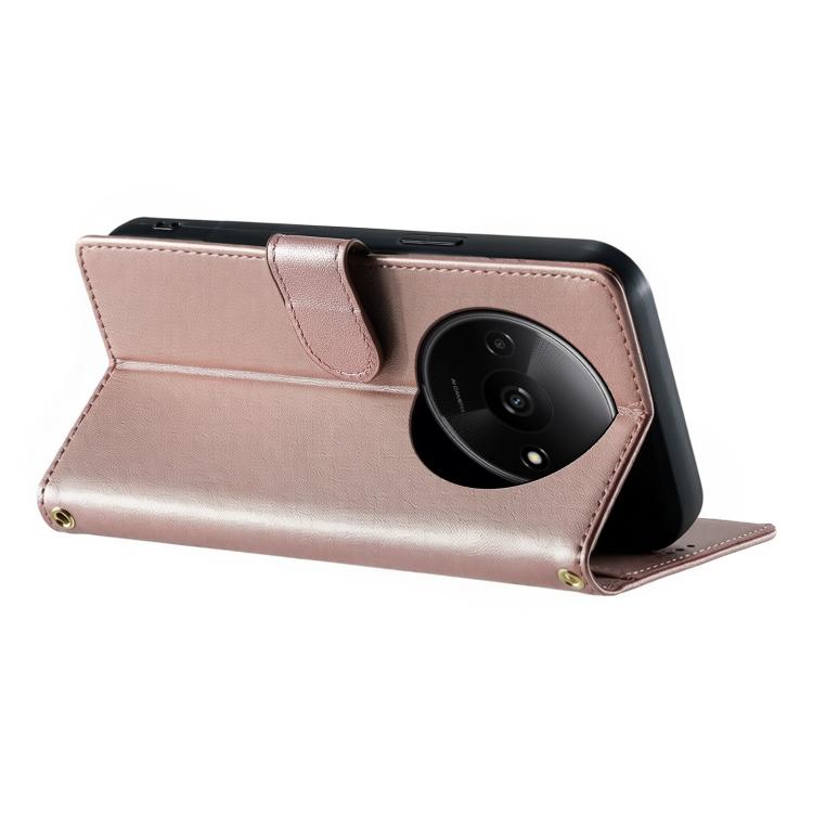 For Redmi A3 / Xiaomi Poco C61 Cute Cats Magnetic Closure Vegan Leather Phone Case with Strap