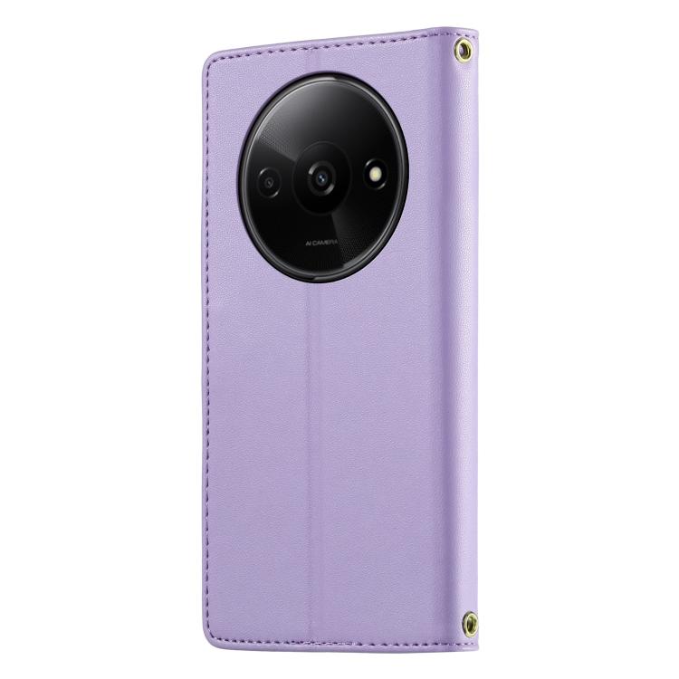 For Redmi A3 / Xiaomi Poco C61 Cute Cats Magnetic Closure Vegan Leather Phone Case with Strap