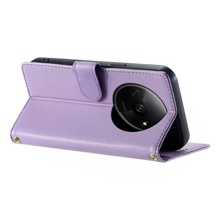 For Redmi A3 / Xiaomi Poco C61 Cute Cats Magnetic Closure Vegan Leather Phone Case with Strap