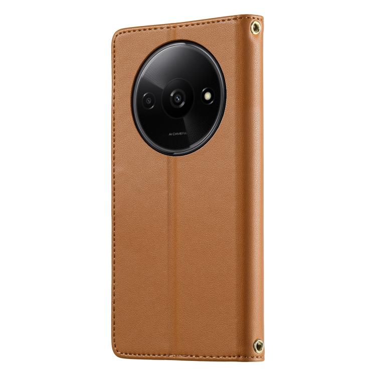 For Redmi A3 / Xiaomi Poco C61 Cute Cats Magnetic Closure Vegan Leather Phone Case with Strap