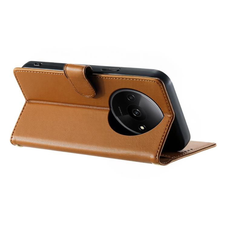 For Redmi A3 / Xiaomi Poco C61 Cute Cats Magnetic Closure Vegan Leather Phone Case with Strap