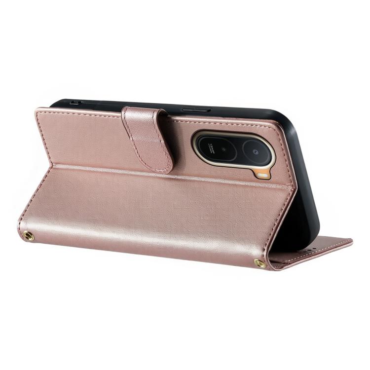 For Redmi A7 Pro 171mm / Poco C85x 5G Cute Cats Magnetic Closure Vegan Leather Phone Case with Strap