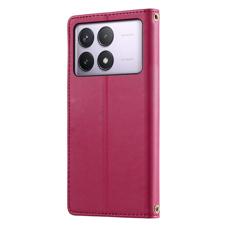 For Redmi K70 / K70 Pro / Poco F6 Pro Cute Cats Magnetic Closure Vegan Leather Phone Case with Strap