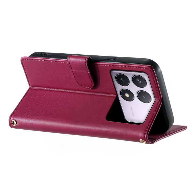 For Redmi K70 / K70 Pro / Poco F6 Pro Cute Cats Magnetic Closure Vegan Leather Phone Case with Strap