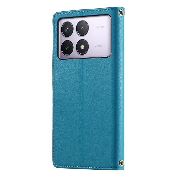 For Redmi K70 / K70 Pro / Poco F6 Pro Cute Cats Magnetic Closure Vegan Leather Phone Case with Strap