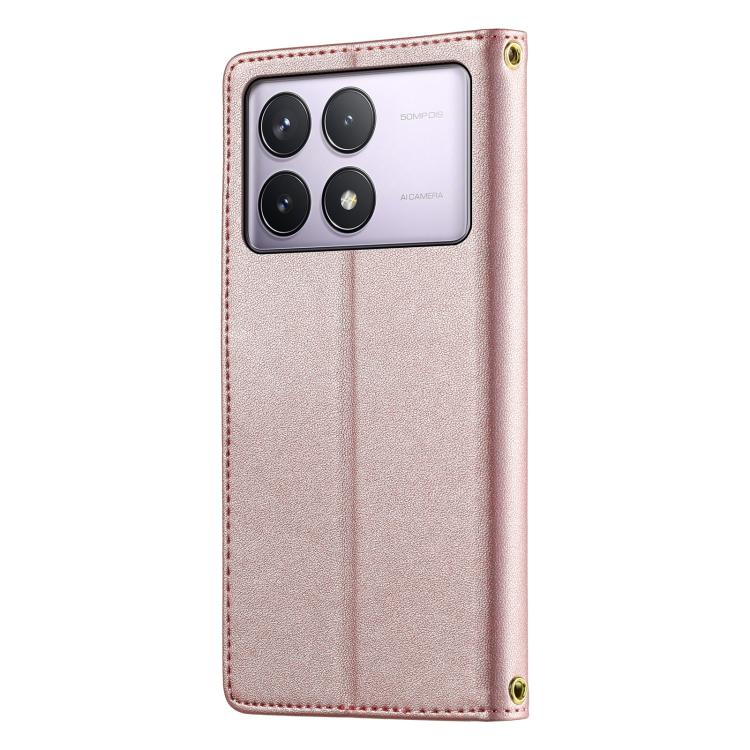 For Redmi K70 / K70 Pro / Poco F6 Pro Cute Cats Magnetic Closure Vegan Leather Phone Case with Strap