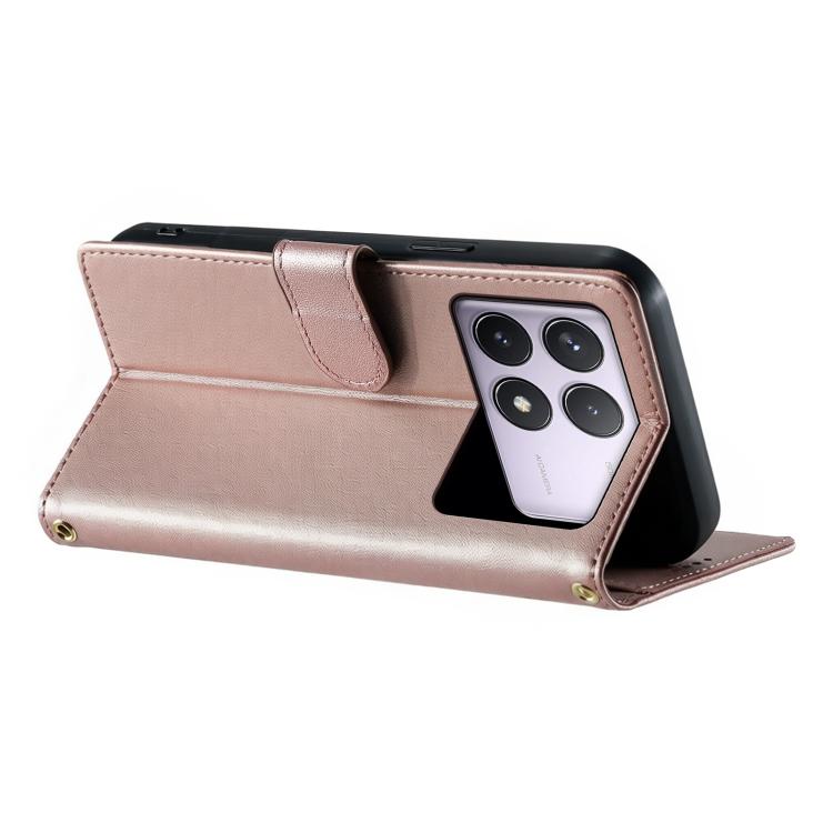 For Redmi K70 / K70 Pro / Poco F6 Pro Cute Cats Magnetic Closure Vegan Leather Phone Case with Strap