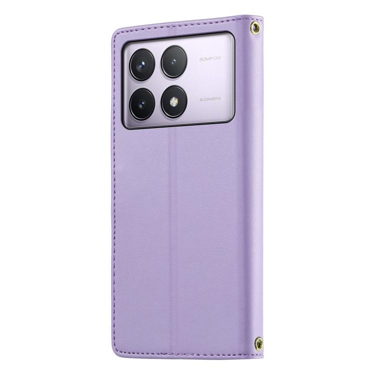 For Redmi K70 / K70 Pro / Poco F6 Pro Cute Cats Magnetic Closure Vegan Leather Phone Case with Strap