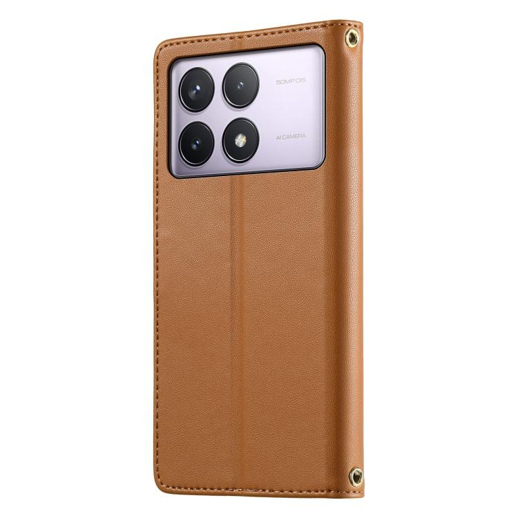 For Redmi K70 / K70 Pro / Poco F6 Pro Cute Cats Magnetic Closure Vegan Leather Phone Case with Strap
