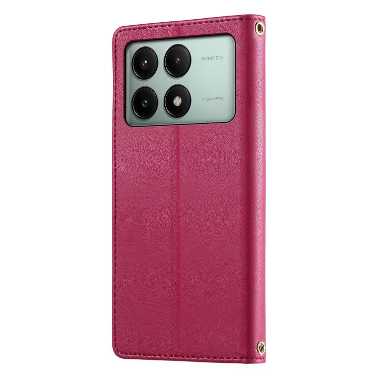 For Redmi K70E / Xiaomi Poco X6 Pro Cute Cats Magnetic Closure Vegan Leather Phone Case with Strap
