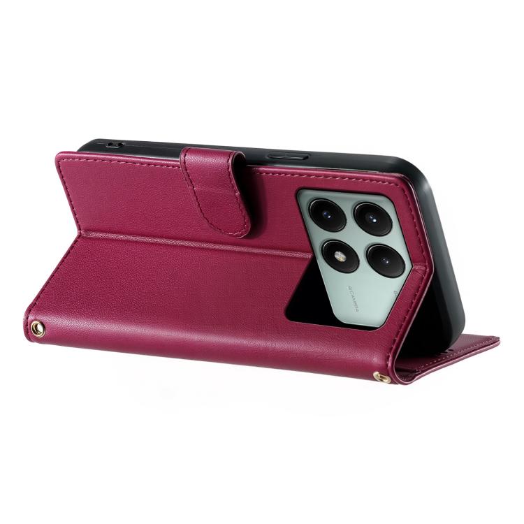For Redmi K70E / Xiaomi Poco X6 Pro Cute Cats Magnetic Closure Vegan Leather Phone Case with Strap