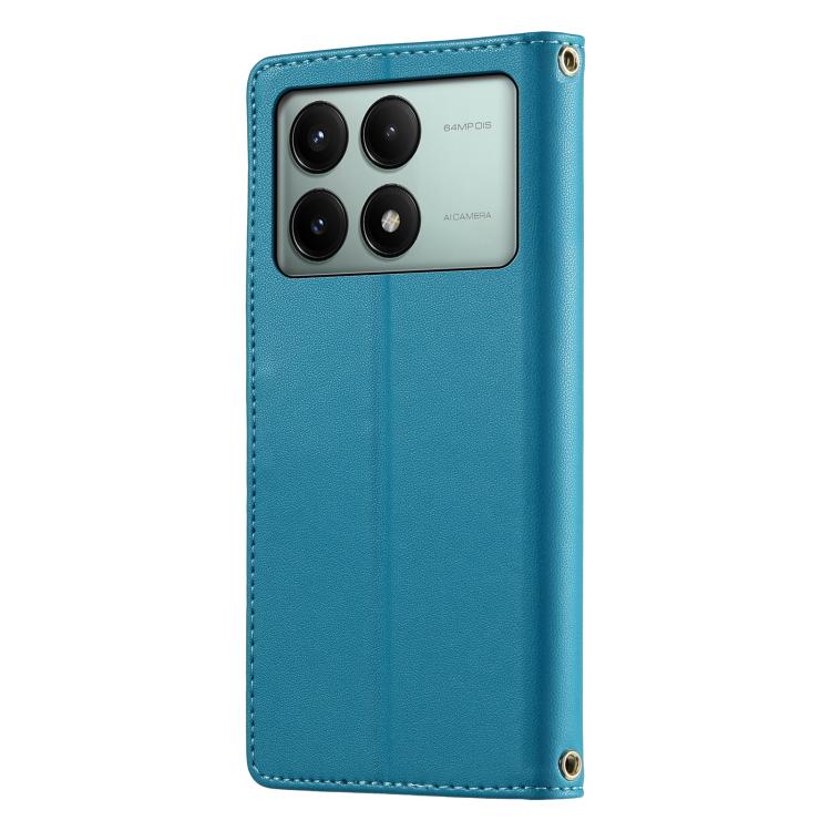 For Redmi K70E / Xiaomi Poco X6 Pro Cute Cats Magnetic Closure Vegan Leather Phone Case with Strap