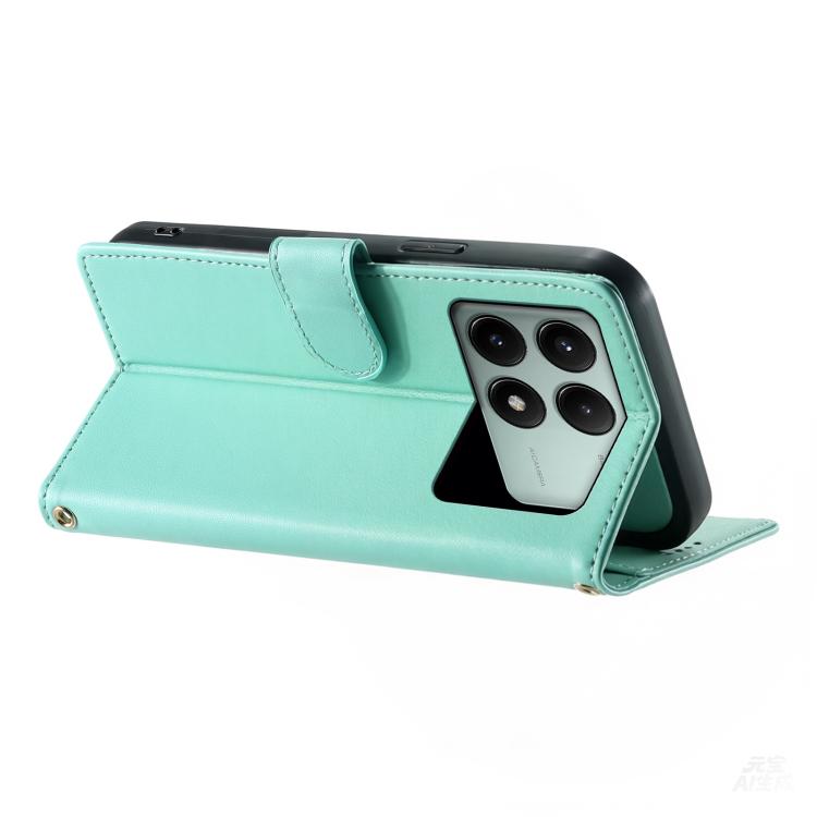 For Redmi K70E / Xiaomi Poco X6 Pro Cute Cats Magnetic Closure Vegan Leather Phone Case with Strap