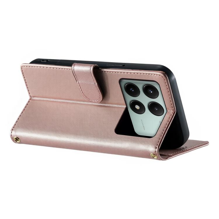 For Redmi K70E / Xiaomi Poco X6 Pro Cute Cats Magnetic Closure Vegan Leather Phone Case with Strap