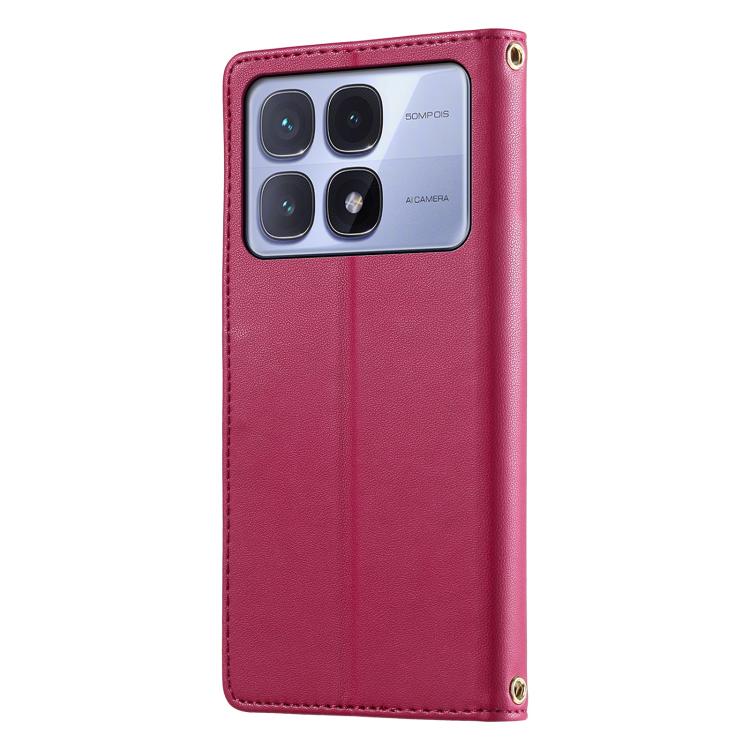 For Redmi K70 Ultra Cute Cats Magnetic Closure Vegan Leather Phone Case with Strap