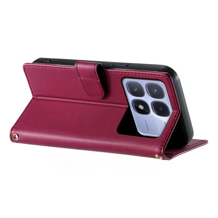 For Redmi K70 Ultra Cute Cats Magnetic Closure Vegan Leather Phone Case with Strap