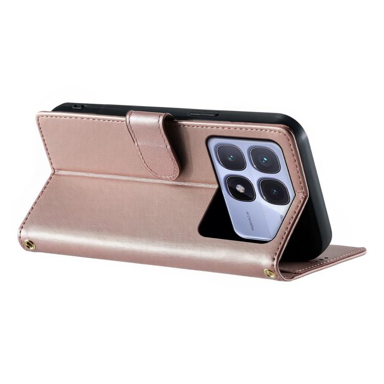 For Redmi K70 Ultra Cute Cats Magnetic Closure Vegan Leather Phone Case with Strap
