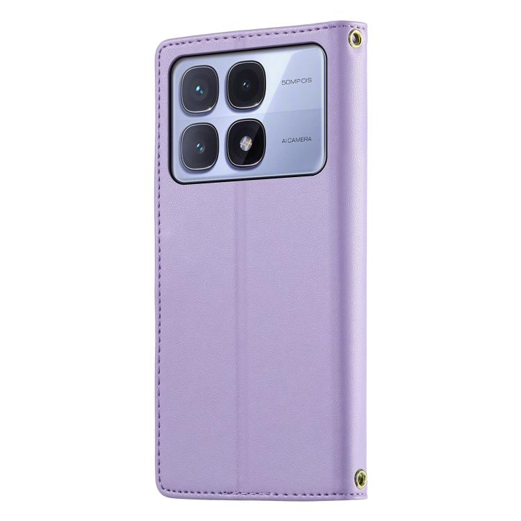 For Redmi K70 Ultra Cute Cats Magnetic Closure Vegan Leather Phone Case with Strap