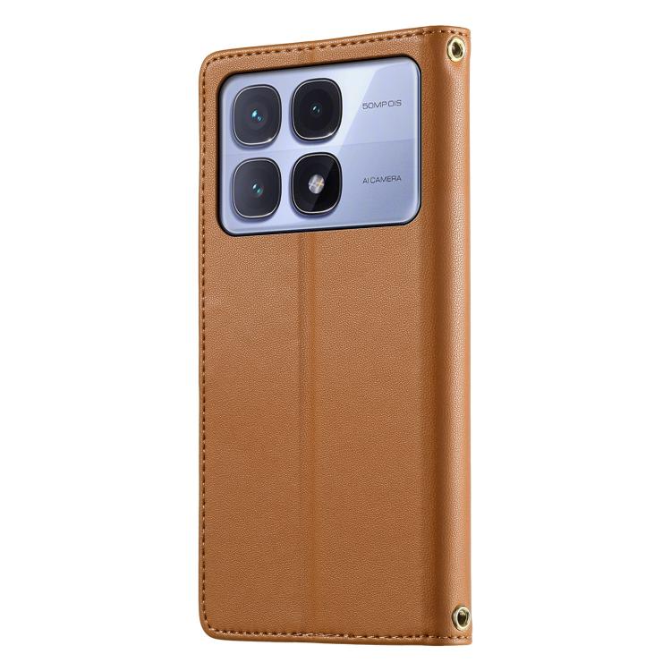 For Redmi K70 Ultra Cute Cats Magnetic Closure Vegan Leather Phone Case with Strap