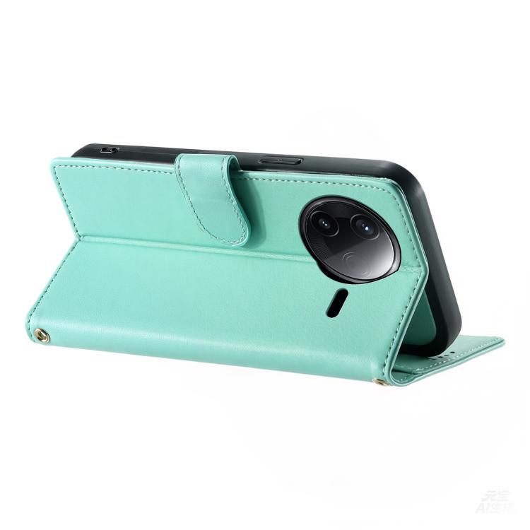 For Redmi K80 / K80 Pro / Poco F7 Pro Cute Cats Magnetic Closure Vegan Leather Phone Case with Strap