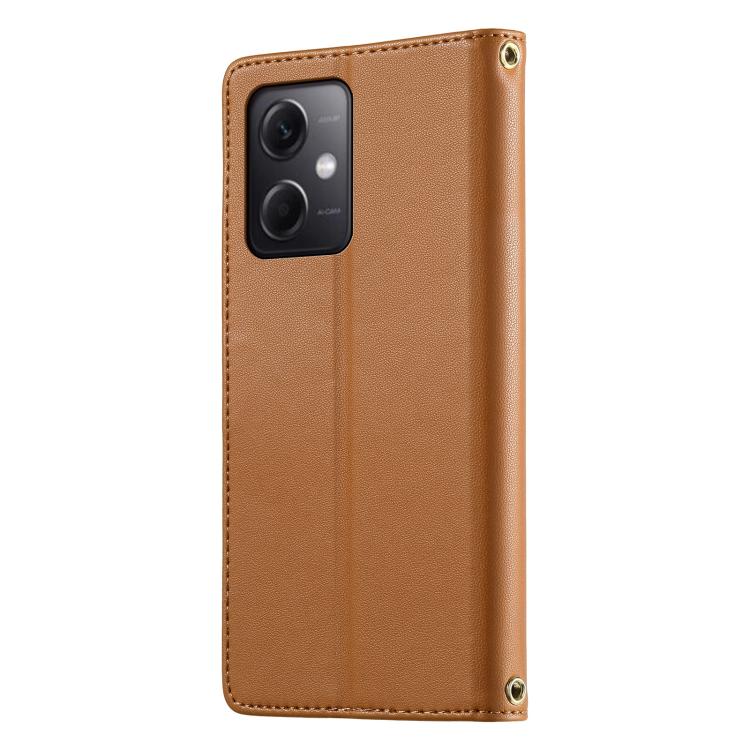 For Redmi Note 12 5G Global / Poco X5 Cute Cats Magnetic Closure Vegan Leather Phone Case with Strap