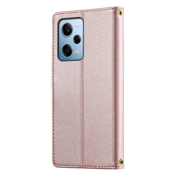 For Redmi Note 12 Pro 5G Global / Speed Cute Cats Magnetic Closure Vegan Leather Phone Case with Strap
