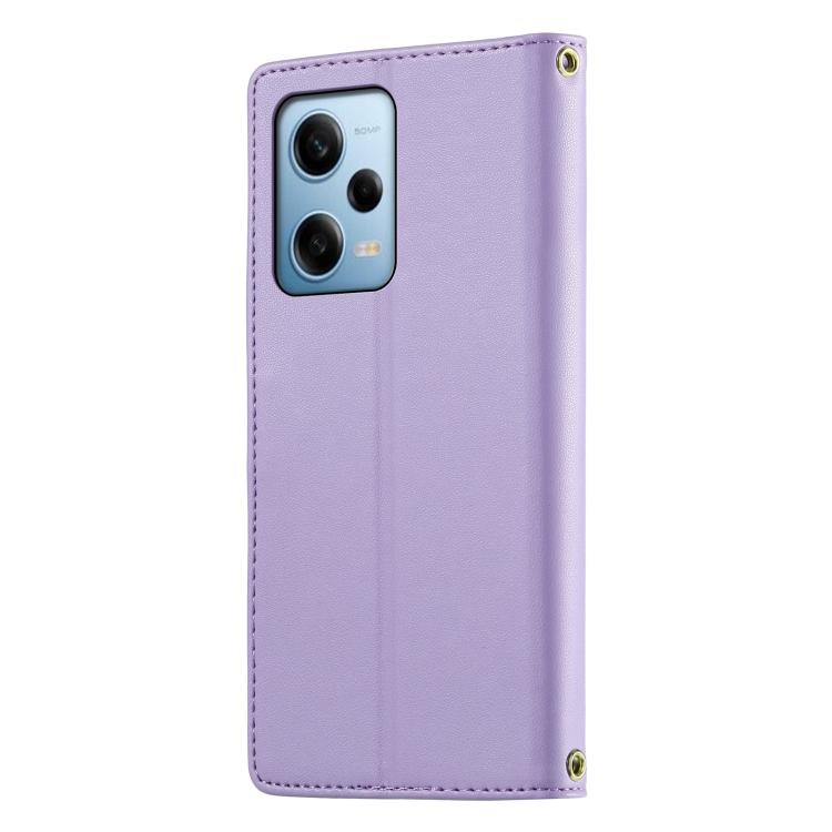 For Redmi Note 12 Pro 5G Global / Speed Cute Cats Magnetic Closure Vegan Leather Phone Case with Strap