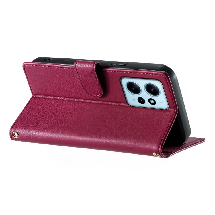 For Redmi Note 12 4G Global Cute Cats Magnetic Closure Vegan Leather Phone Case with Strap