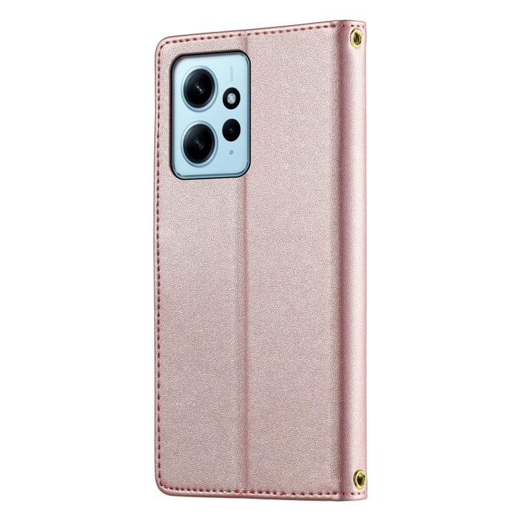 For Redmi Note 12 4G Global Cute Cats Magnetic Closure Vegan Leather Phone Case with Strap